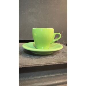 Nuova Point Italian Espresso Cup and Saucer Set Green Porcelain Italy